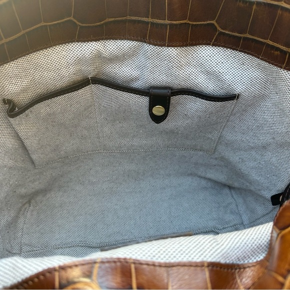 Dooney & Bourke Sac Bag Cognac Croc Embossed Leather Logo Lock Purse Pouch & Key - Picture 13 of 16